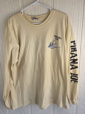 Men's Piraña Joe's Long Sleeve Tee - Pale Yellow, Size XXL